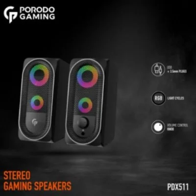 Stereo Gaming Speakers With Lighting Touch Sensor - Black